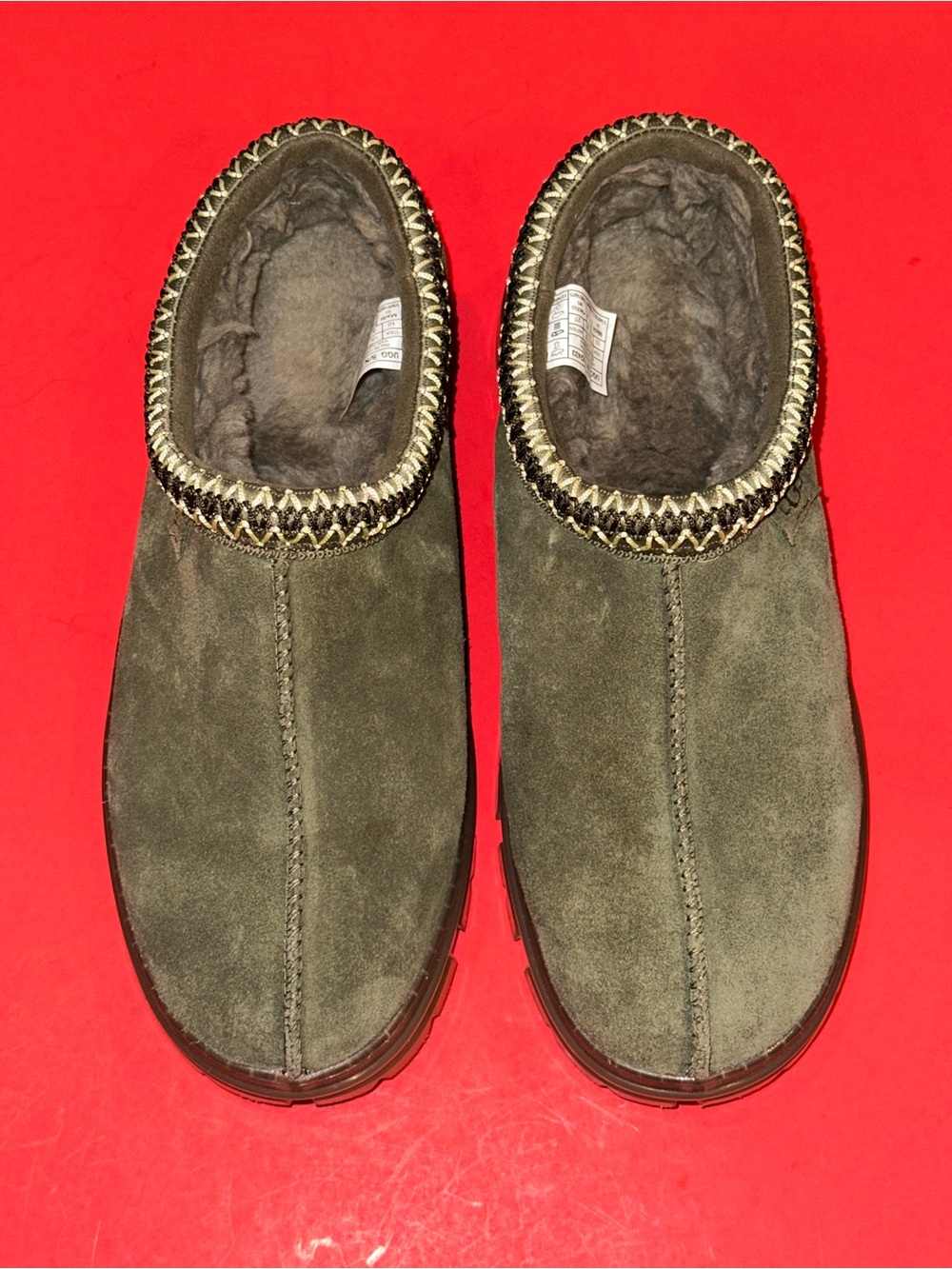 UGG WOMEN TASMAN CLEAR BURNT OLIVE MOCCASIN SHOE US 10 EU 41 UK 8 READ